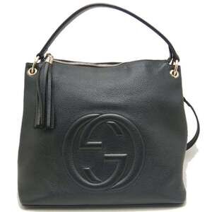 GUCCI Soho 536194 Shoulder Bag, Leather, Black, Women's 253636